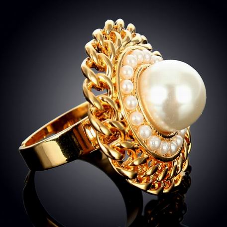 SUNFLOWER SWAROVSKI PEARL RING--Adjustable